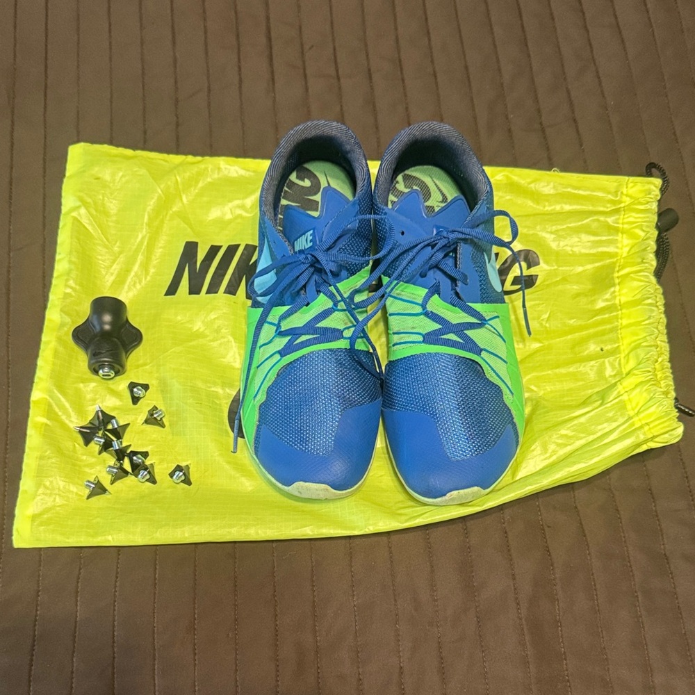 Nike Kids Blue and Neon Green Sneakers